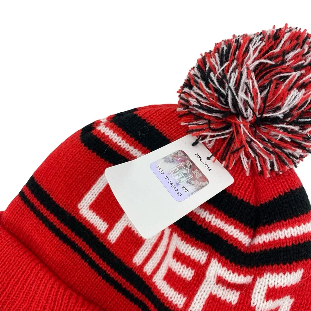 NFL Kansas City Chiefs Bering Cuffed Knit Beanie Hat with Pom New
